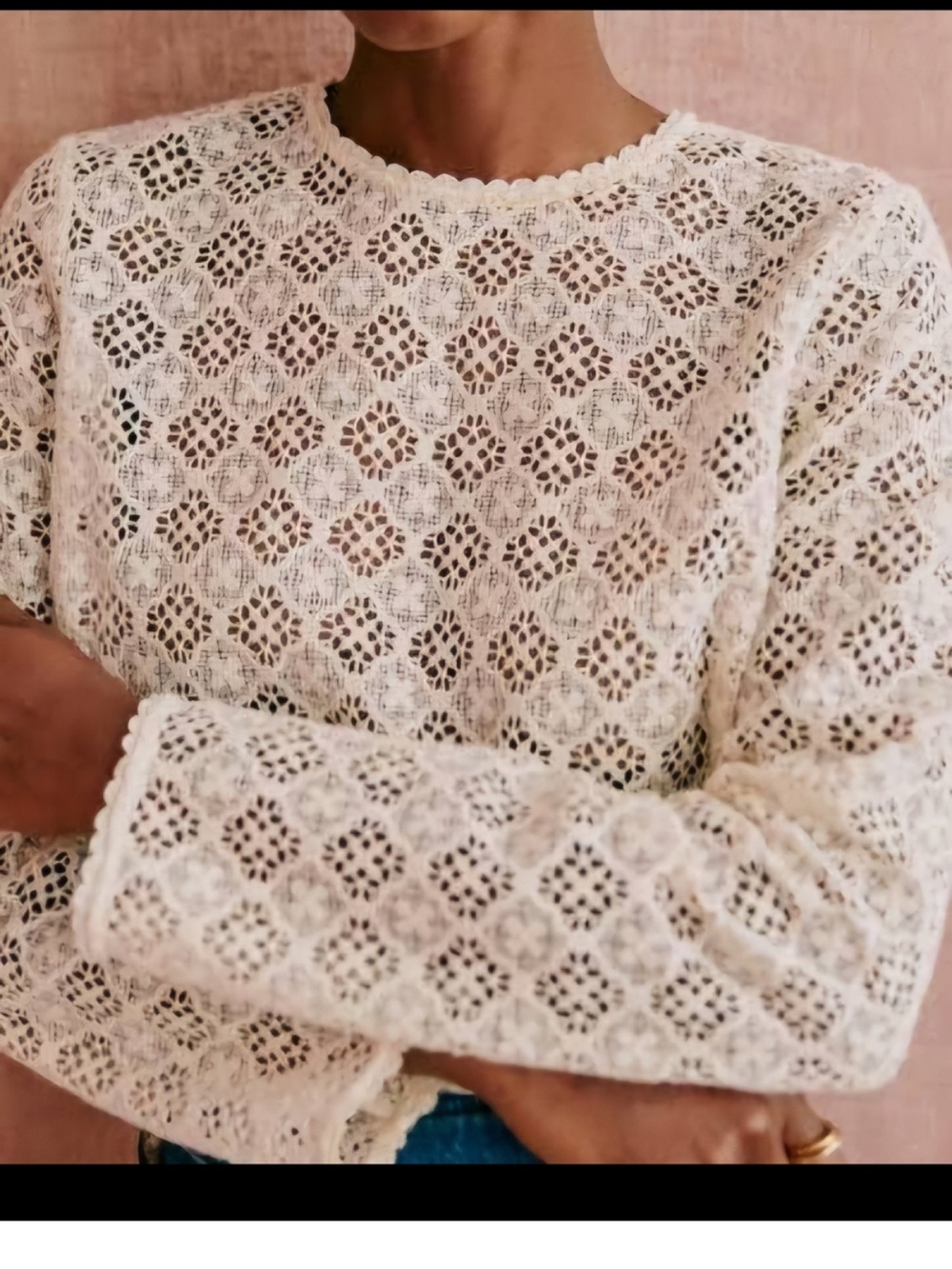 Sézane Cream Lace Blouse